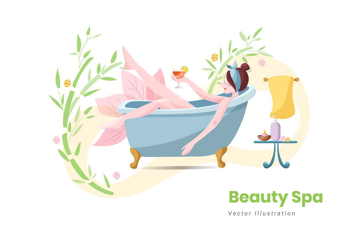 美容SPA主题矢量插画设计素材v8 Beauty Spa Vector Illustration设计素材模板