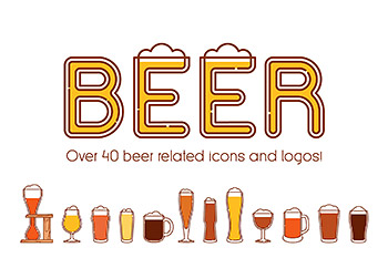 啤酒图标及标志 Beer icons and logos vol.2