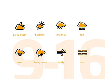 高品质动态天气图标套装下载 icon图标手机图标app图标素材