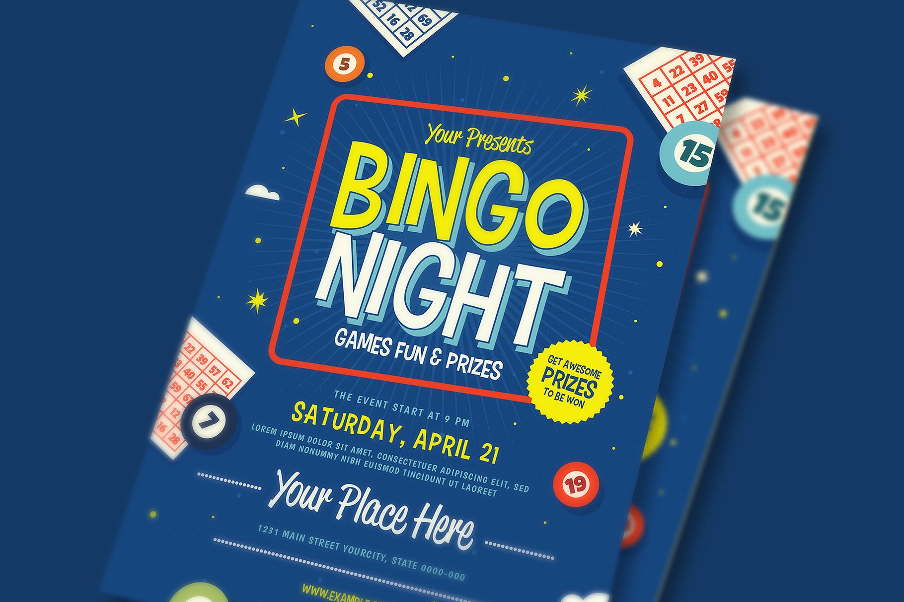 宾果之夜活动传单海报设计 Bingo Night Event Flyer设计素材模板