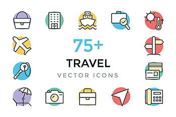 75+旅行矢量图标素材 75+ Travel Vector Icons