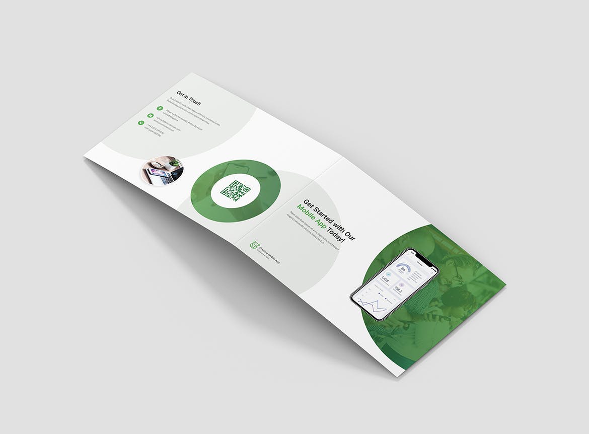 创意APP应用程序折页宣传单设计模板 Brochure – Creative App Bi-Fold A5 Landscape设计素材模板