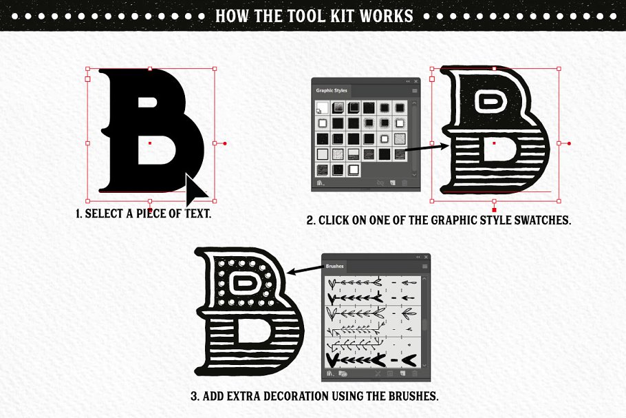 装饰笔刷工具包 Fineliner Type Decorator’s Tool Kit设计素材模板