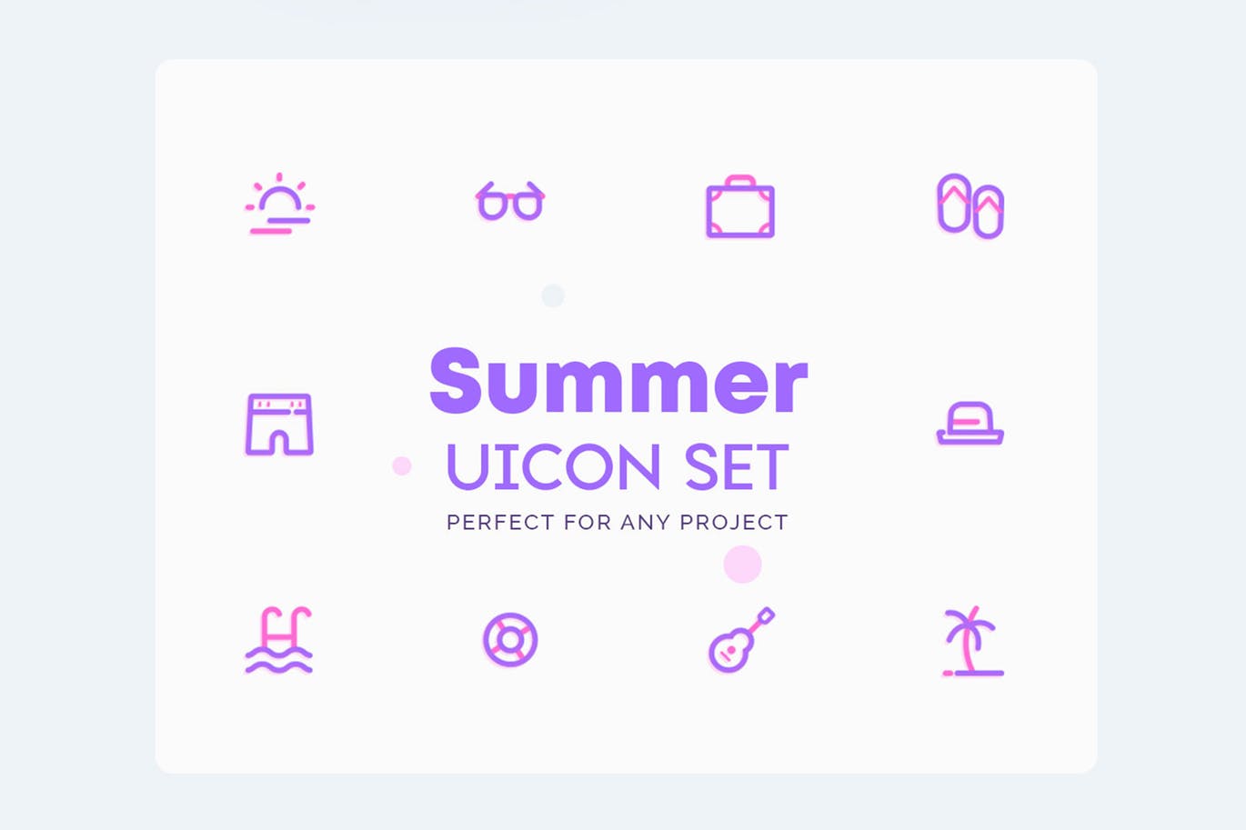 高端时尚简约可爱的夏天渡假旅游sunmmer图标icon集合设计素材模板