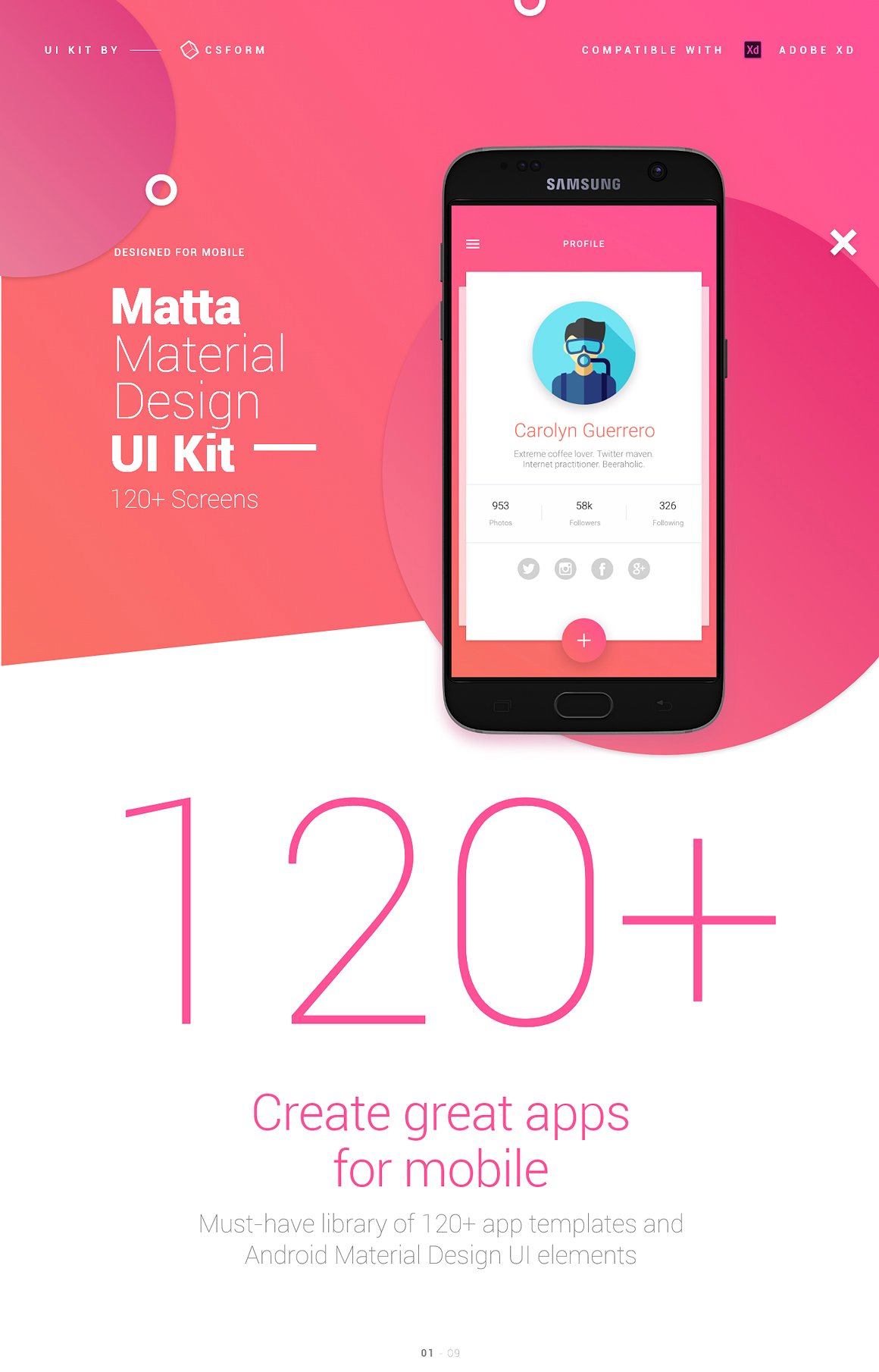 XD设计的标准Material Design 移动APP UI KITS套装设计素材模板