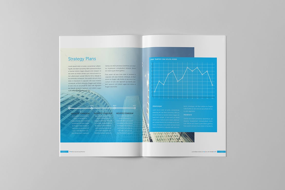 蓝色背景信息科技公司企业画册设计模板 Blue Corporate Brochure设计素材模板