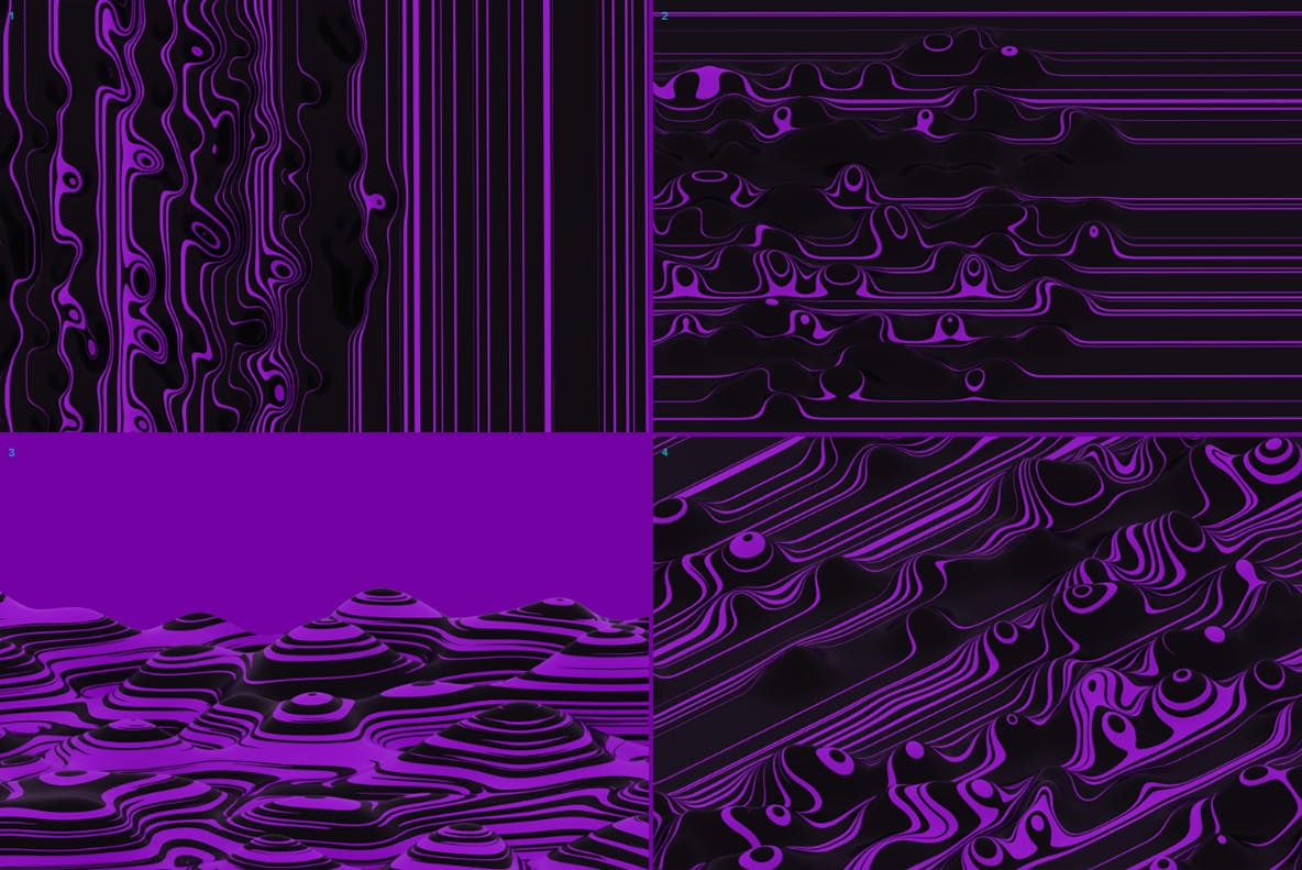 16种三维抽象波浪线高清背景图素材 3D Abstract Wavy Lines Backgrounds设计素材模板