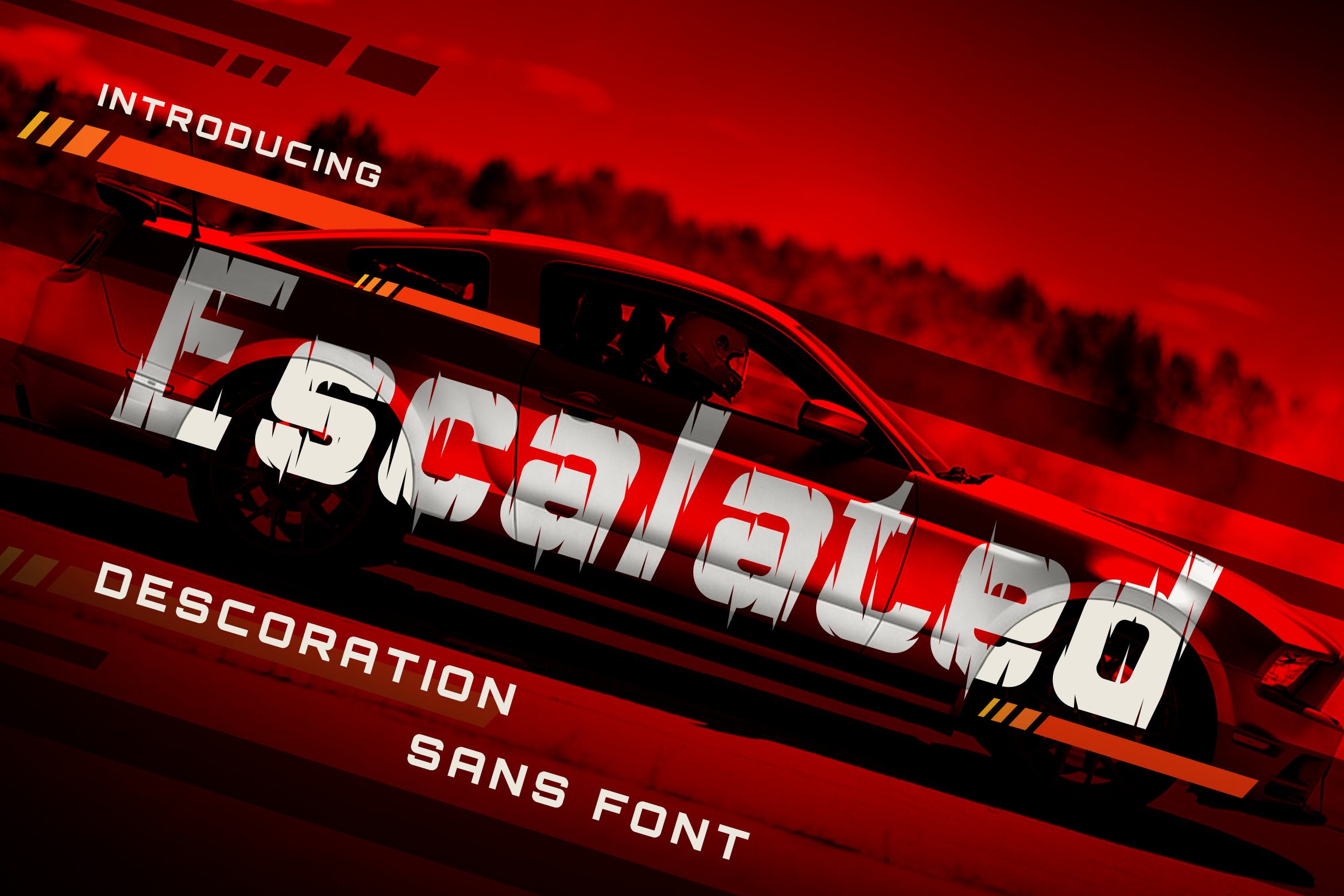 独特动感艺术风格英文无衬线字体 Escalated – Fast Motorsport Racing Font设计素材模板