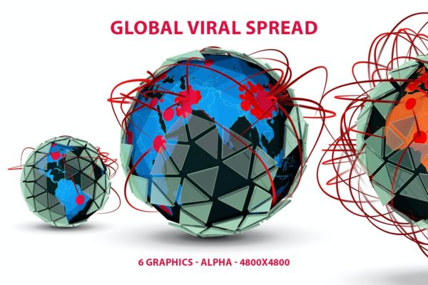 全球病毒感染扩散地球仪矢量图形素材 Global Viral Infection