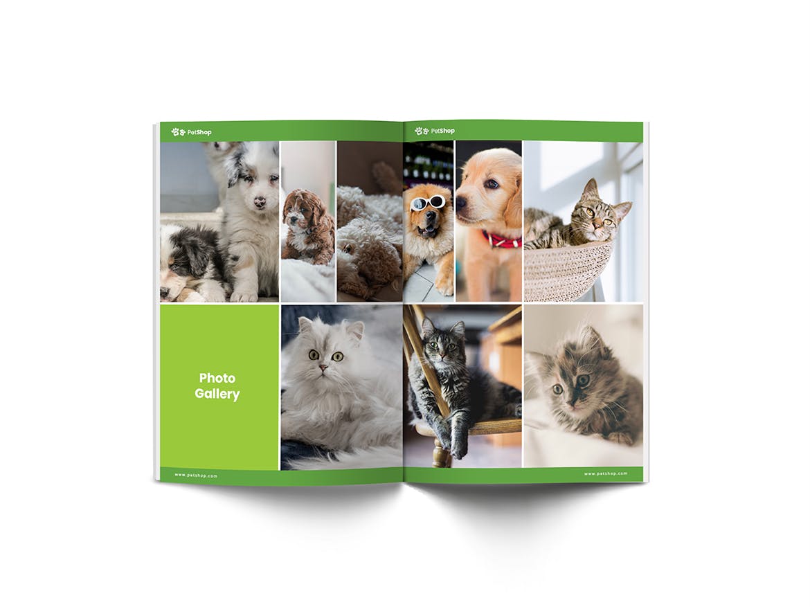 A4纸尺寸宠物医院/宠物店简介画册设计模板 Pet Shop A4 Brochure Template设计素材模板