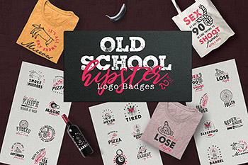 复古学校logo设计平面模板 Old School Hipster Logo Badges 2