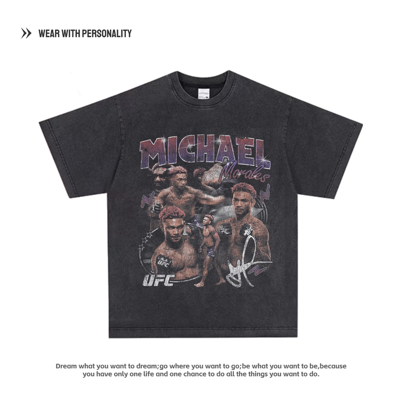 Michael Morales Short-Sleeved Ufc Printed American High Street Heavyweight T-Shirt Boxing Sports Retro Short-Sleeved Michael Morales Short-Sleeved Ufc Printed American High Street Heavyweight T-Shirt Boxing Sports Retro Short-Sleeved