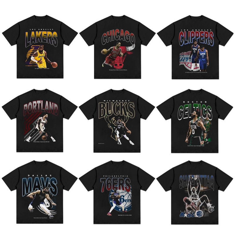 New Paul George Morant Tatum Basketball Star Digital Direct-Print American Style National Trend Short-Sleeve T-Shirt