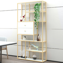 Modern Minimalist Iron Art Shelf Solid Wood Office Screen Partition Wall Creativity Genguan Bookshelf Lockers Display Shelf
