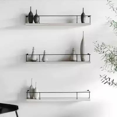 Nordic simple solid wood wall shelf living room side wall rack ins bedroom shelf bookshelf