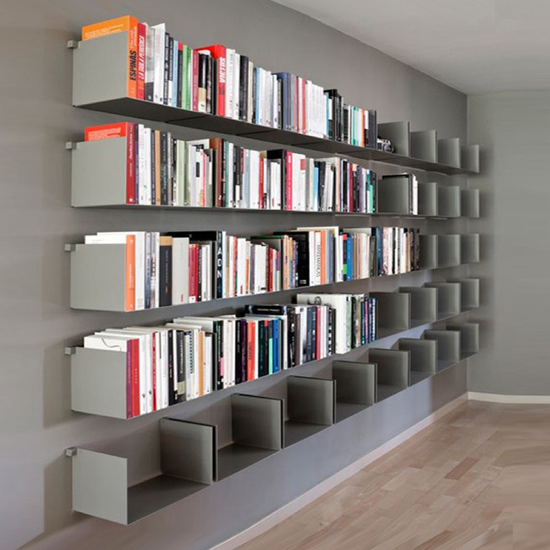 Wrought iron wall shelf simple modern bedroom sofa TV wall background word partition wall hanging decorative bookshelf