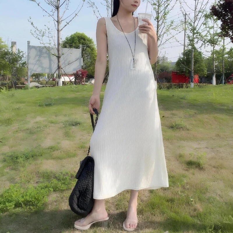 2026 Summer New Style Lazy Style White Sleeveless Vest Dress Women's Mid-Length Slimming and Relaxed-Looking Dress 2026 Summer New Style Lazy Style White Sleeveless Vest Dress Women's Mid-Length Slimming and Relaxed-Looking Dress