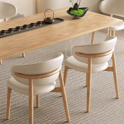 Solid Wood Dining Chair, Nordic Style, Home Use, Upholstered, Hotel Backrest Chair, Restaurant, Cafe, Italian Style, Internet-Famous Designer Desk Chair