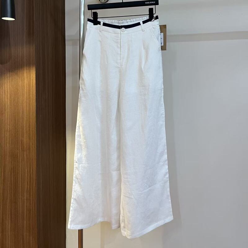 6.18 (No Returns, No Exchanges) 100% Linen Straight-Leg Solid Color Linen Pants