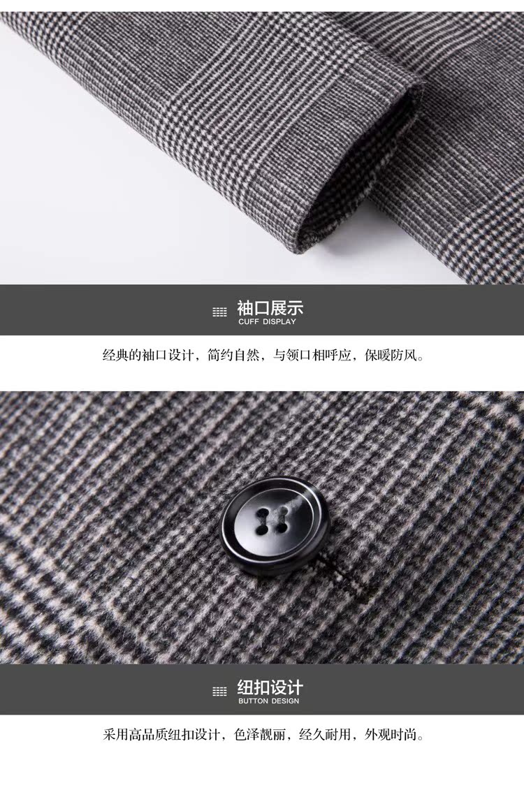 Mùa thu và mùa đông nam áo khoác len hai mặt trong phần dài của hàng ngàn chiếc áo khoác len kẻ sọc cashmere áo khoác nam ấm áp áo ấm nam