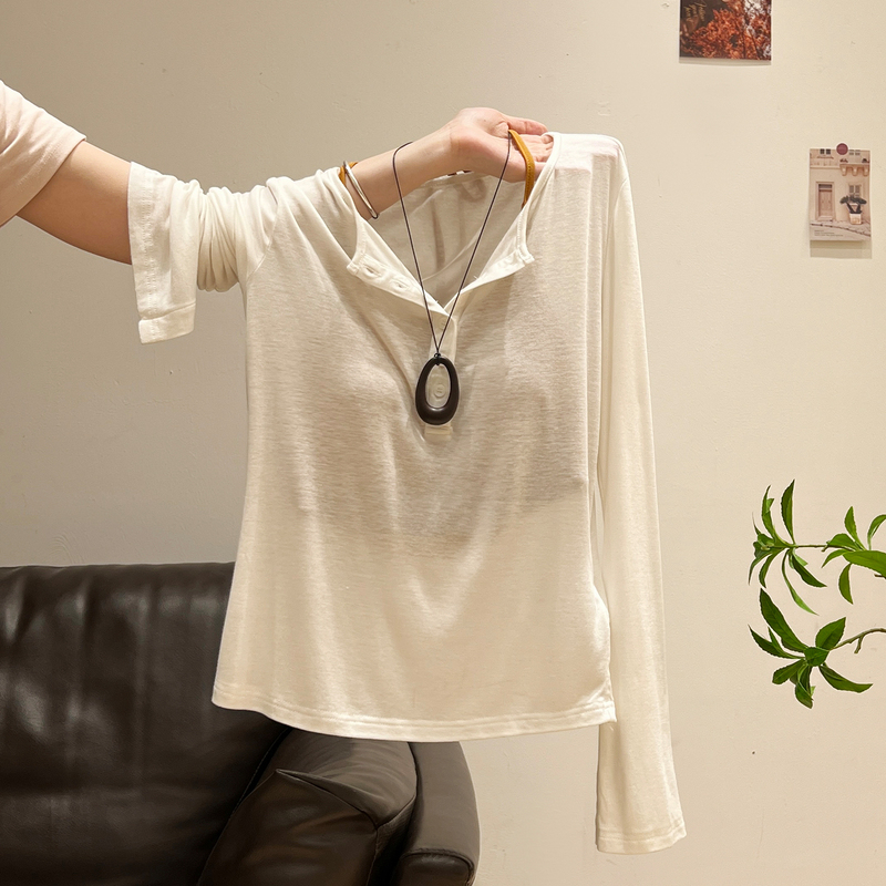 White Semi-Sheer Thin Half-Open Collar Sun Protection Blouse T-Shirt for Women 2026 Summer with Chest Pad, Halter Neck, Tie-Up Short Top