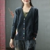 Cami mưa mới retro lõi sợi đan hàng đầu nữ dài tay trước ngắn dài áo len thêu thêu áo khoác len cardigan Cardigan