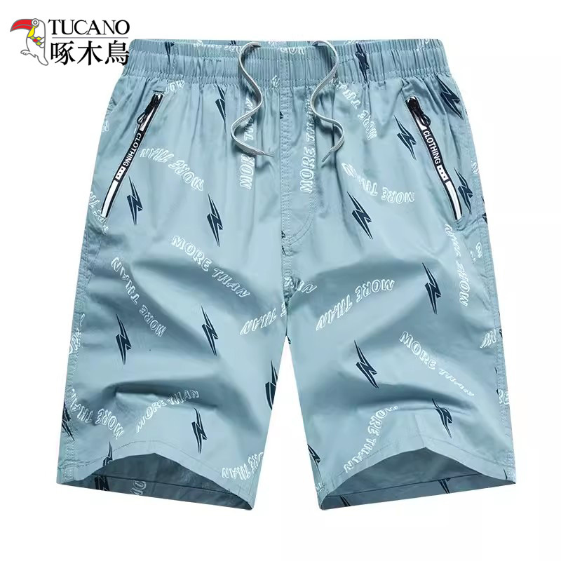 Woodpecker Brand Men's Cotton Casual Summer Shorts, Loose Thin Beach Shorts, Home Sleep Shorts