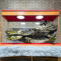 Gloomy small leaf golden nanmu flower and bird landscape root carving solid wood crafts ornaments opening gift desk entrance