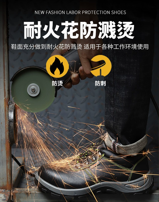 giầy ủng Giày bảo hộ lao động nam mùa hè thoáng khí nhẹ nhẹ chống mùi hôi chống va đập chống đâm thủng giày thợ hàn mũi thép chống nước bảo hiểm cũ giay bảo hộ lao đông giày lười lao động
