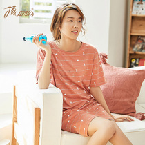 Top melon spring and summer cotton comfortable striped pajamas top girl short sleeve cotton home clothes cute nightgown