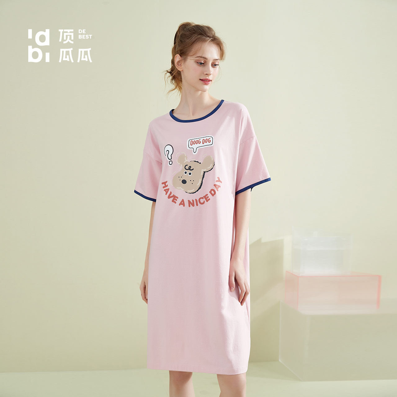 Top melon girl summer cool feeling outerwear home skirt top piper pure cotton short-sleeved dress large size loose thin nightdress