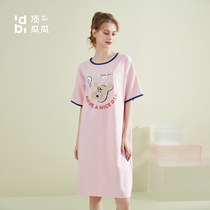Top melon women summer cool feeling outside home dress top quack cotton short sleeve dress large size loose thin nightgown