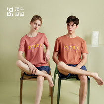 Top melon mens and womens short-sleeved shorts home clothing set top quack cotton sweat cloth colorful letter Womens comfortable pajamas