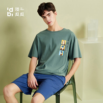 Top melon summer new mens sweat cloth comfortable short sleeve shorts home clothing set top quack men cotton pajamas