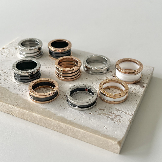 ສ່ວນບຸກຄົນ ceramic ສີດໍາ titanium steel 18K rose gold non-fading ring for men, high-end couple ring pairs, index fingerring for women