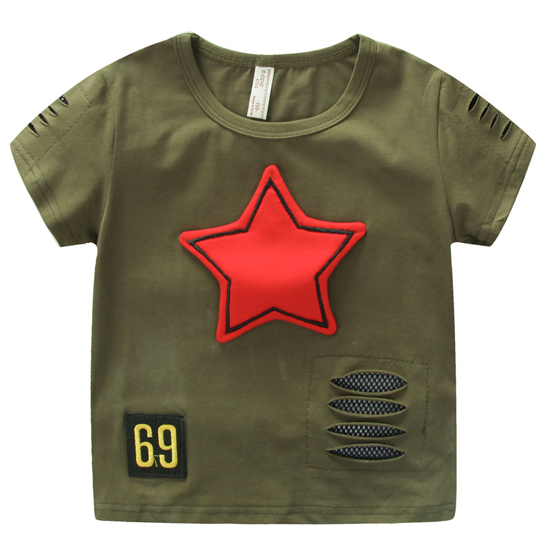 新款2018新款夏装中小男童宝宝两件套装短袖儿童迷彩服男孩军装运