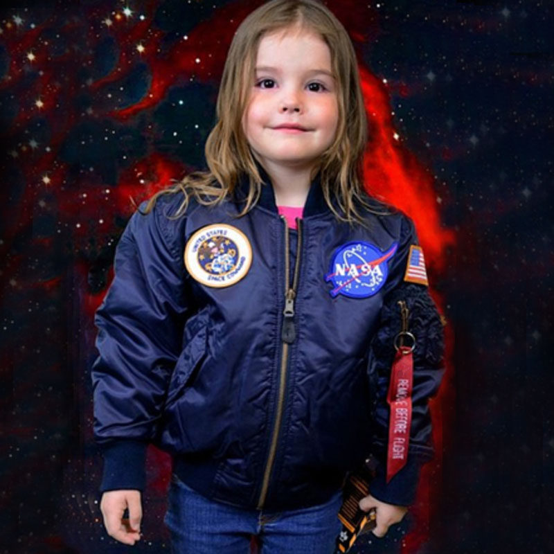 Thieves-free children's spring, autumn and winter pilot jacket NASA baby coat winter men's and women's coat parent-child outfit