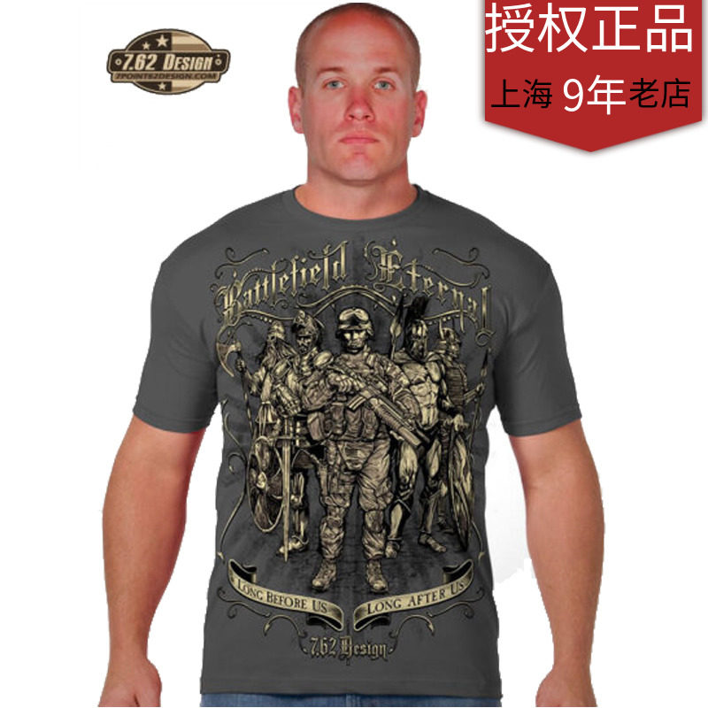 American 7 62Design men's pure cotton printed short sleeve personality tide card military fan T-shirt monumental warrior T-shirt