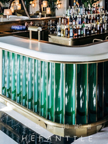 Long corrugated brick concave wall tile 80x600 Press strip dark green curved tile edge strip restaurant bar bathroom