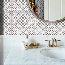 Nordic Net red bump pressure stripe small square brick kitchen balcony wall tile bathroom black and white toilet toilet