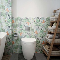 Nordic ins fresh hexagonal tile green plant flower brick Candy glaze kitchen bathroom wall tile 200*230