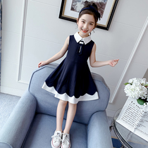 Hong Kong girls summer dress Western style college style 2021 summer new girl Korean childrens clothing net red skirt