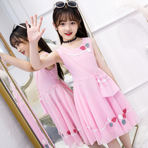 Hong Kong Girls summer clothes 2021 new chiffon dress big child Korean princess dress girl Western style sundress