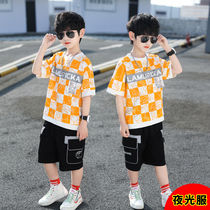 Hong Kong boys summer clothing suit 2022 new foreign air CUHK Tong Shuai Han version Short sleeves T-shirt shorts Two sets