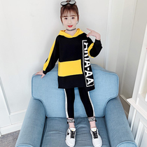 Hong Kong Girl Suit Autumn Clothing 2021 New Children Foreign Air Loose Sportswear Korean version Long sleeves Two sets