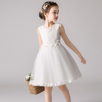 Girls Chinese style cheongsam dress 2021 summer new childrens Hanfu girl vintage mesh vest skirt