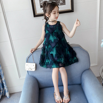 Korean girls dress 2021 new summer dress Korean version of the foreign style childrens middle and large childrens net red super fairy princess skirt