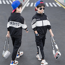 Hong Kong boy suit 2021 new ocean gas childrens spring autumn clothing CUHK child Han version handsome sports two sets of damp
