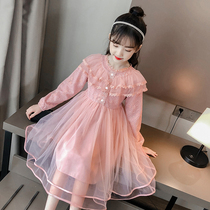 Hong Kong girls autumn clothes dress dress 2021 foreign air boy dress princess dress girl lace fluffy dress Korean version of dress