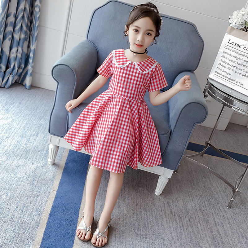 Girls dress summer dress 2022 new childhood princess skirt children suit pure cotton short sleeve plate skirt